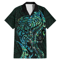 New Zealand Eel Family Matching Mermaid Dress and Hawaiian Shirt Tuna Aotearoa Maori With Paua Shell - Turquoise LT14 Dad's Shirt - Short Sleeve Turquoise - Polynesian Pride
