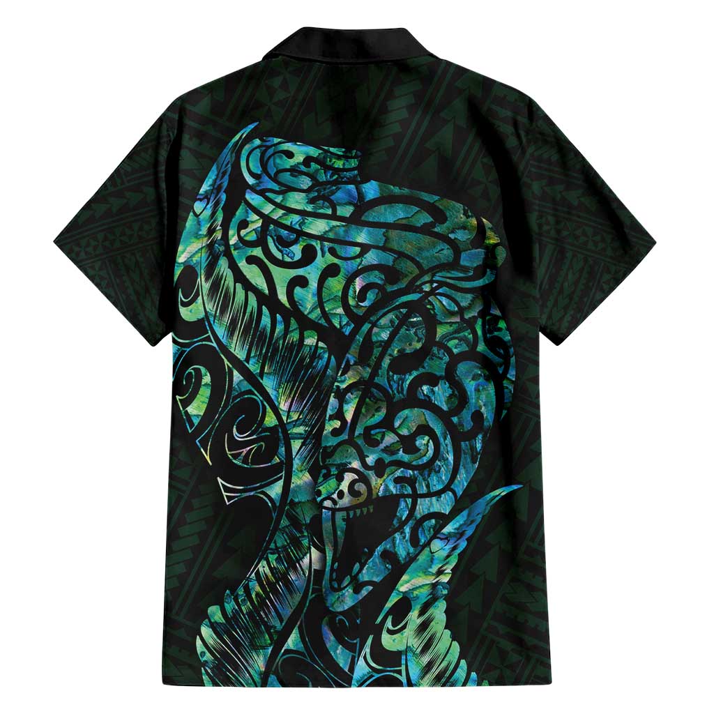 New Zealand Eel Family Matching Short Sleeve Bodycon Dress and Hawaiian Shirt Tuna Aotearoa Maori With Paua Shell - Turquoise LT14 - Polynesian Pride