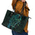 New Zealand Eel Leather Tote Bag Tuna Aotearoa Maori With Paua Shell - Turquoise