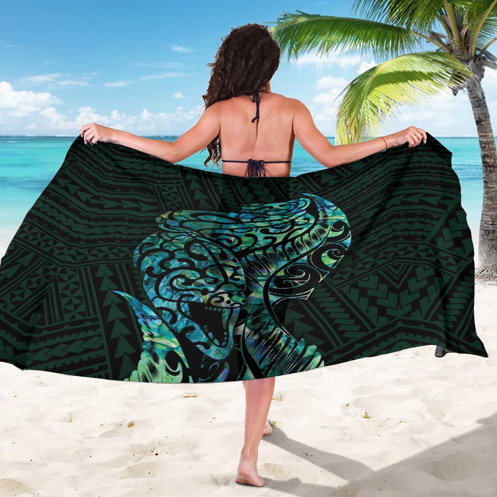 New Zealand Eel Sarong Tuna Aotearoa Maori With Paua Shell - Turquoise