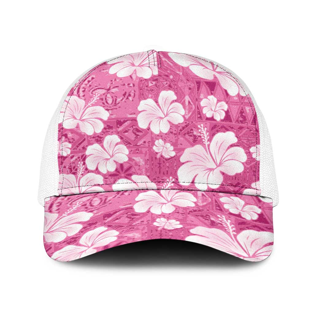 Pink Bula Fiji Masi Hibiscus Seamless Baseball Net Cap
