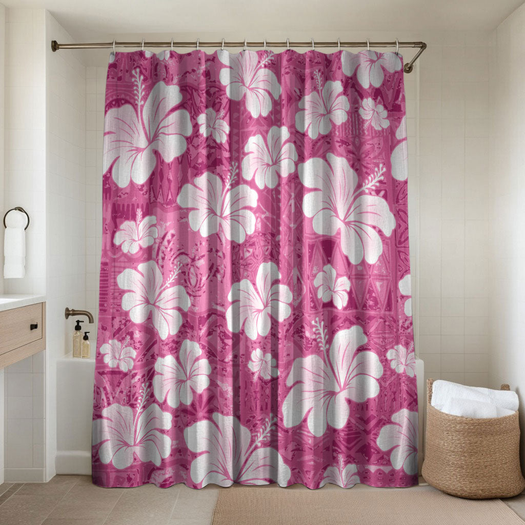 Pink Bula Fiji Masi Hibiscus Seamless Bathroom Set