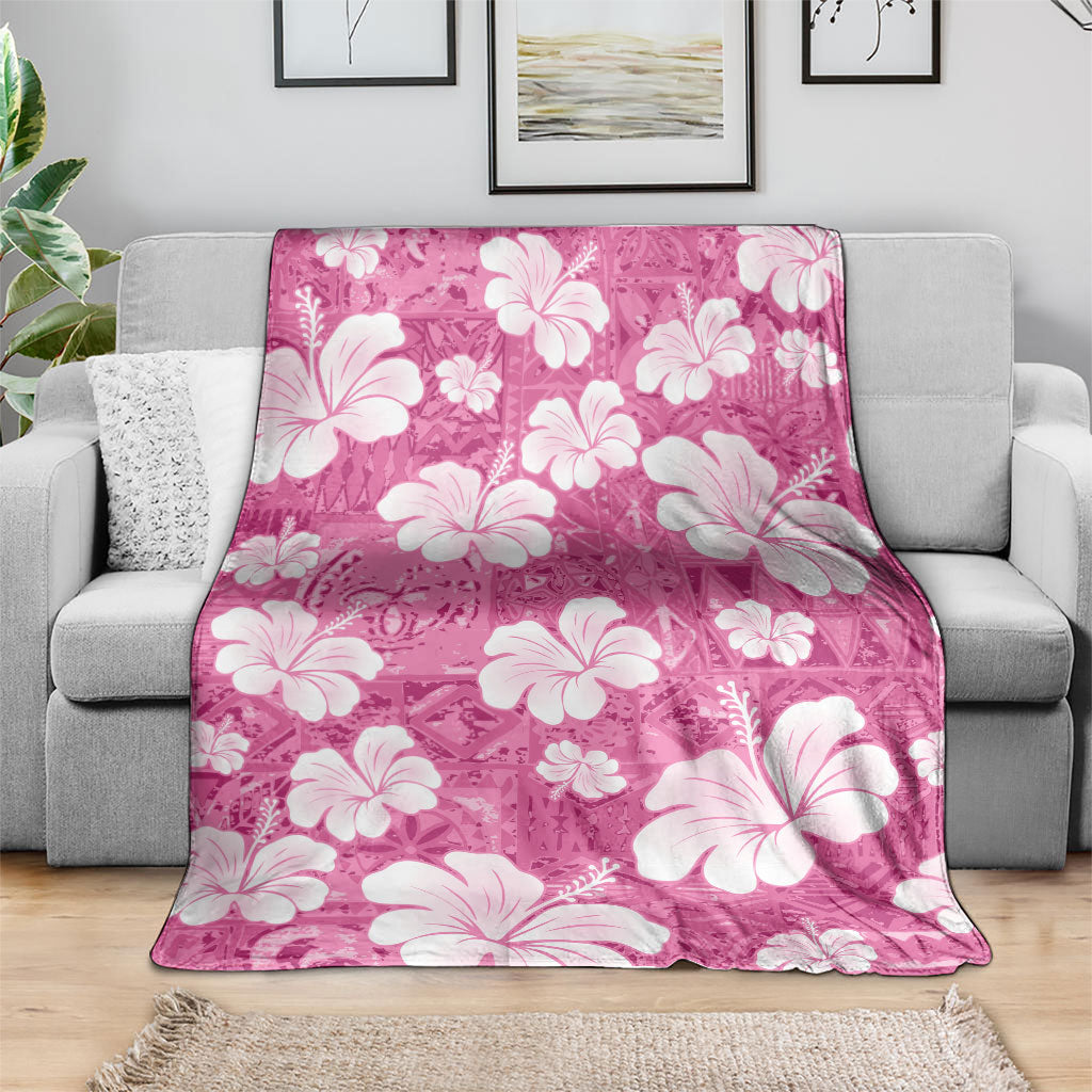 Pink Bula Fiji Masi Hibiscus Seamless Blanket