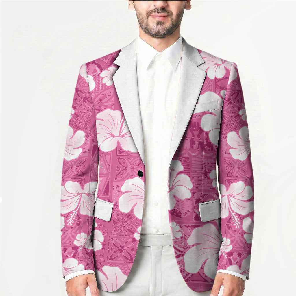 Pink Bula Fiji Masi Hibiscus Seamless Blazer