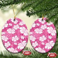 Pink Bula Fiji Masi Hibiscus Seamless Ceramic Ornament