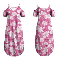 Pink Bula Fiji Masi Hibiscus Seamless Family Matching Summer Maxi Dress and Hawaiian Shirt