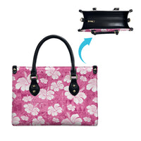 Pink Bula Fiji Masi Hibiscus Seamless Leather Bag