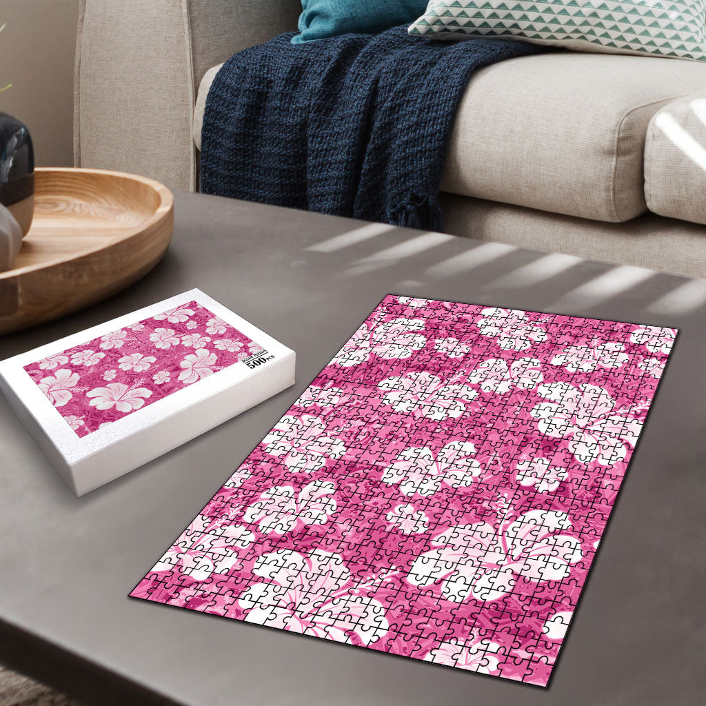 Pink Bula Fiji Masi Hibiscus Seamless Puzzle