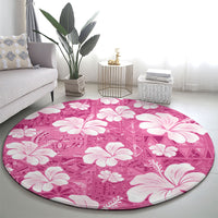 Pink Bula Fiji Masi Hibiscus Seamless Round Carpet