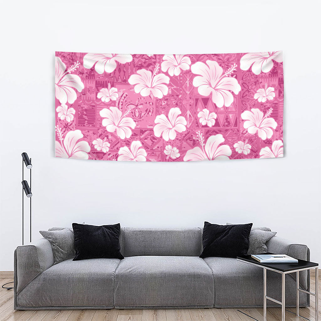 Pink Bula Fiji Masi Hibiscus Seamless Tapestry