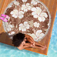 Brown Bula Fiji Masi Hibiscus Seamless Beach Blanket