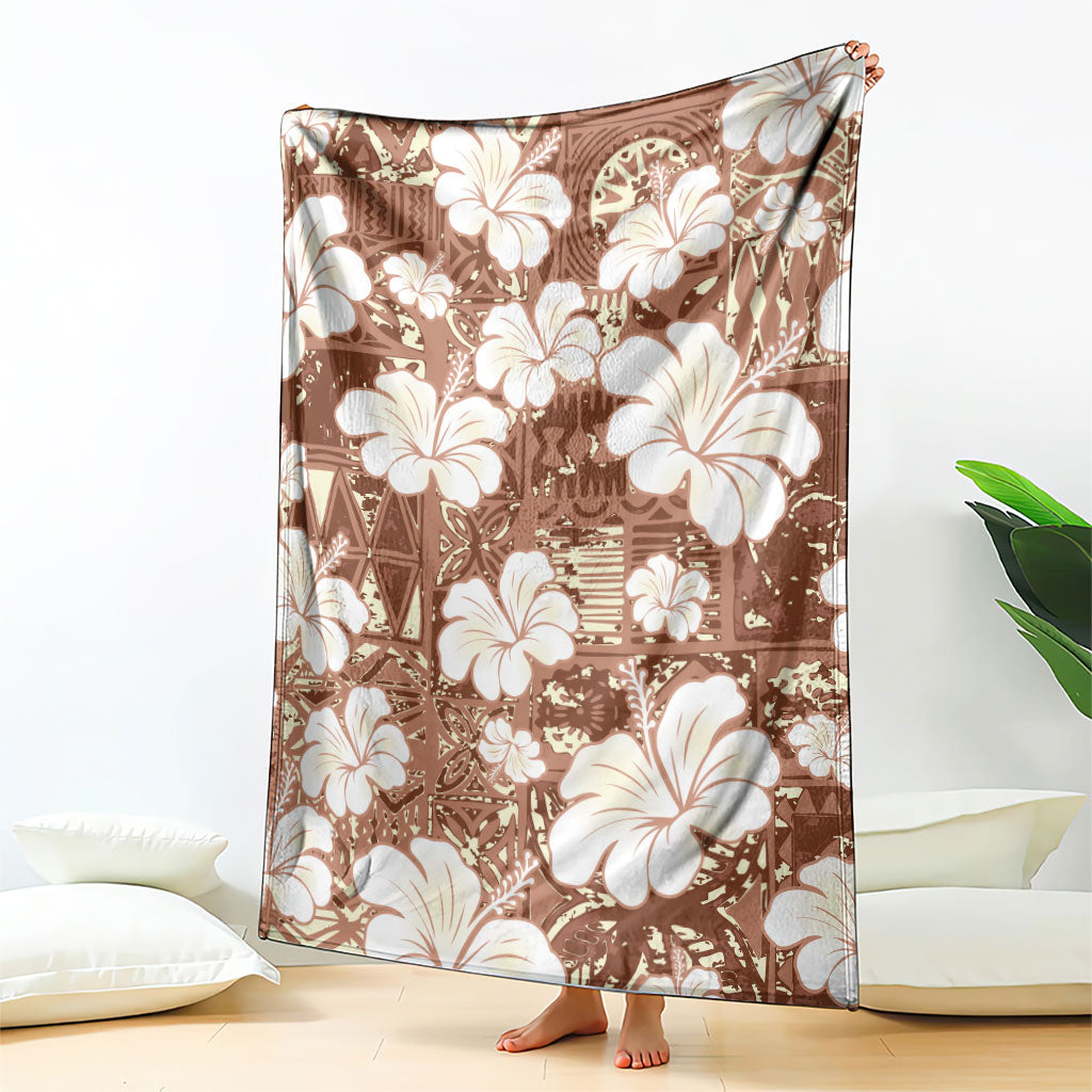 Brown Bula Fiji Masi Hibiscus Seamless Blanket