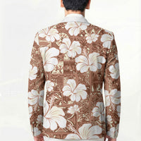 Brown Bula Fiji Masi Hibiscus Seamless Blazer