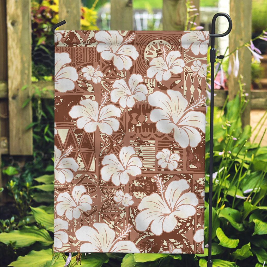 Brown Bula Fiji Masi Hibiscus Seamless Garden Flag