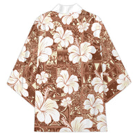 Brown Bula Fiji Masi Hibiscus Seamless Kimono