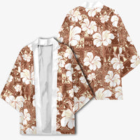 Brown Bula Fiji Masi Hibiscus Seamless Kimono