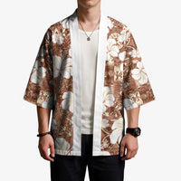 Brown Bula Fiji Masi Hibiscus Seamless Kimono