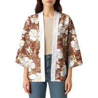 Brown Bula Fiji Masi Hibiscus Seamless Kimono