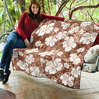Brown Bula Fiji Masi Hibiscus Seamless Quilt