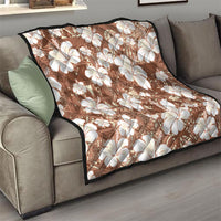 Brown Bula Fiji Masi Hibiscus Seamless Quilt