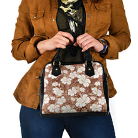 Brown Bula Fiji Masi Hibiscus Seamless Shoulder Handbag