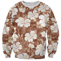 Brown Bula Fiji Masi Hibiscus Seamless Sweatshirt