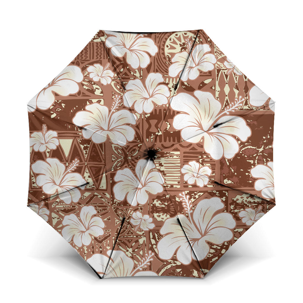 Brown Bula Fiji Masi Hibiscus Seamless Umbrella