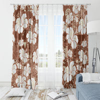 Brown Bula Fiji Masi Hibiscus Seamless Window Curtain