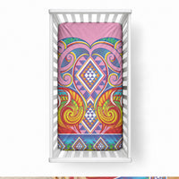Rainbow Ngaru Taniko With Aotearoa Maori Tattoo Baby Bed Cover LT14 28 × 52 in Pink - Polynesian Pride