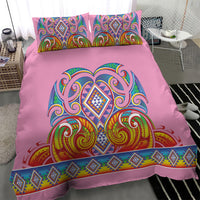 Rainbow Ngaru Taniko With Aotearoa Maori Tattoo Bedding Set