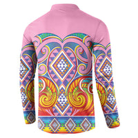 Rainbow Ngaru Taniko With Aotearoa Maori Tattoo Button Sweatshirt