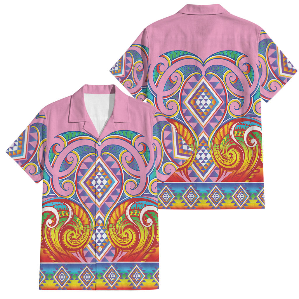 Rainbow Ngaru Taniko With Aotearoa Maori Tattoo Family Matching Summer Maxi Dress and Hawaiian Shirt