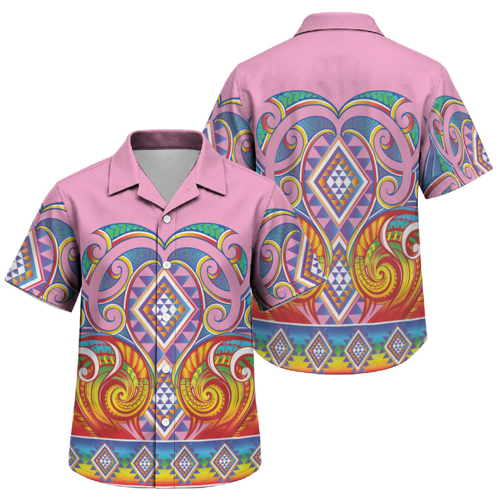 Rainbow Ngaru Taniko With Aotearoa Maori Tattoo Family Matching Summer Maxi Dress and Hawaiian Shirt
