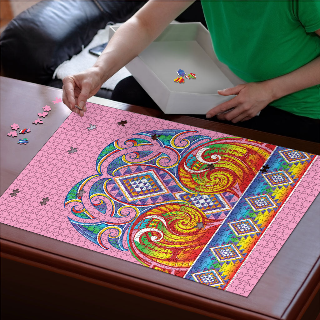 Rainbow Ngaru Taniko With Aotearoa Maori Tattoo Puzzle