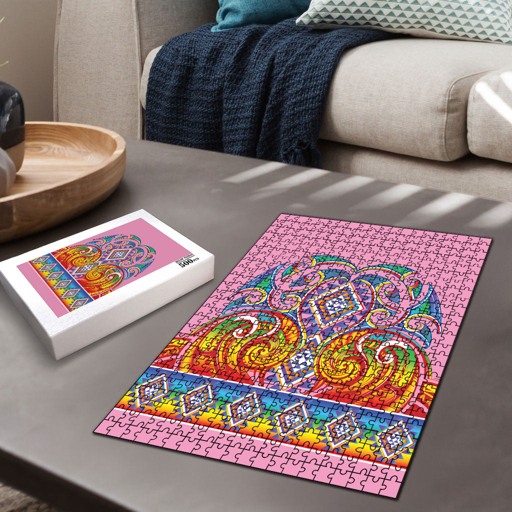 Rainbow Ngaru Taniko With Aotearoa Maori Tattoo Puzzle