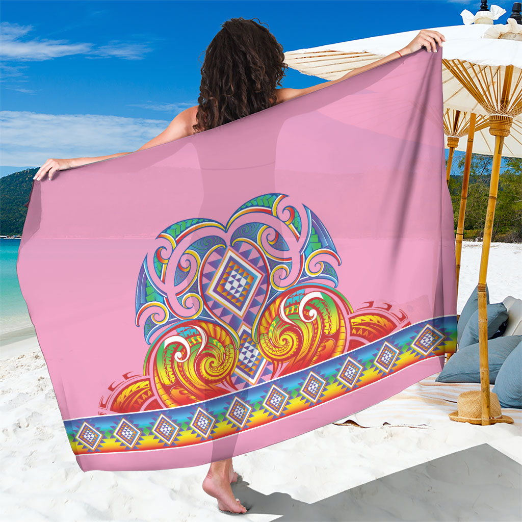 Rainbow Ngaru Taniko With Aotearoa Maori Tattoo Sarong