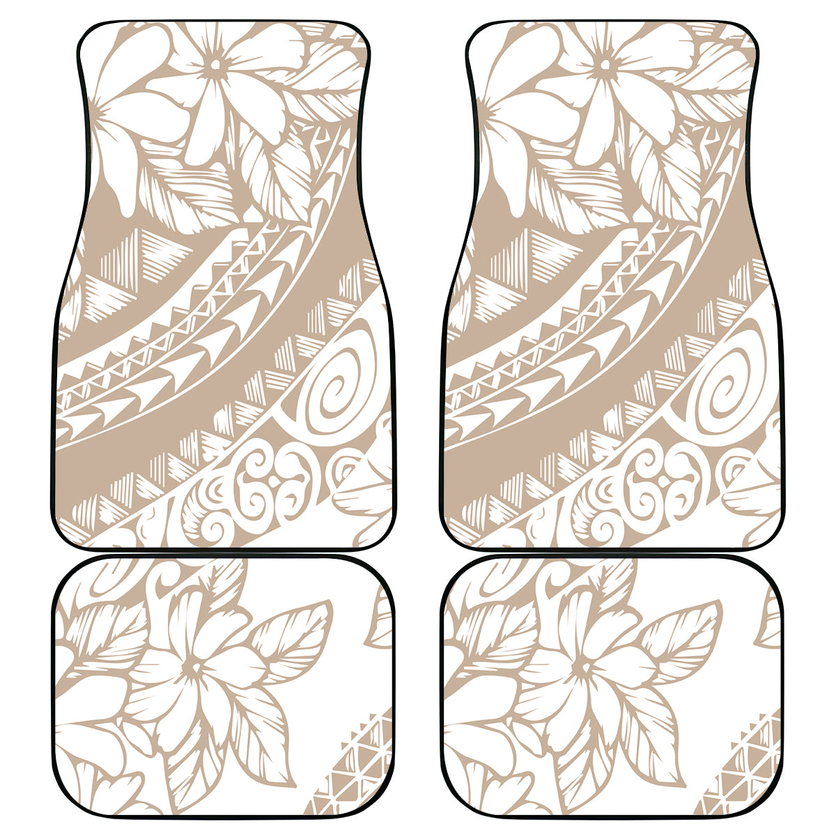 Polynesia Car Mats Polynesian Tropical Flowers Beige Pastel Vibes LT14 Begie - Polynesian Pride