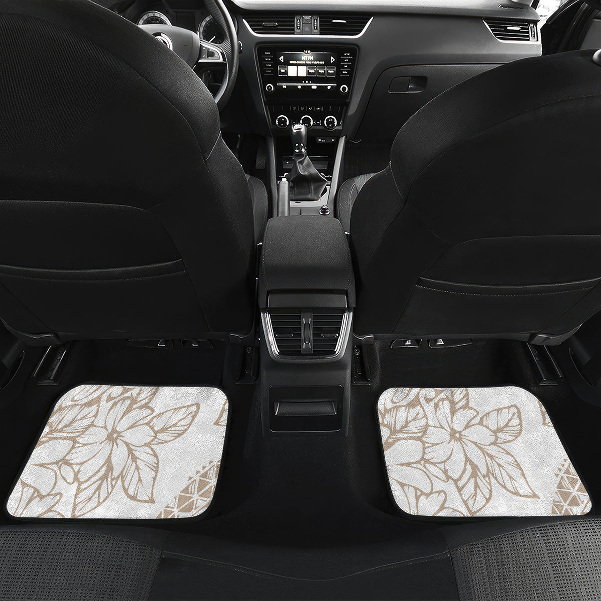 Polynesia Car Mats Polynesian Tropical Flowers Beige Pastel Vibes LT14 - Polynesian Pride