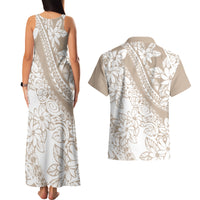 Polynesia Couples Matching Tank Maxi Dress and Hawaiian Shirt Polynesian Tropical Flowers Beige Pastel Vibes LT14 - Polynesian Pride