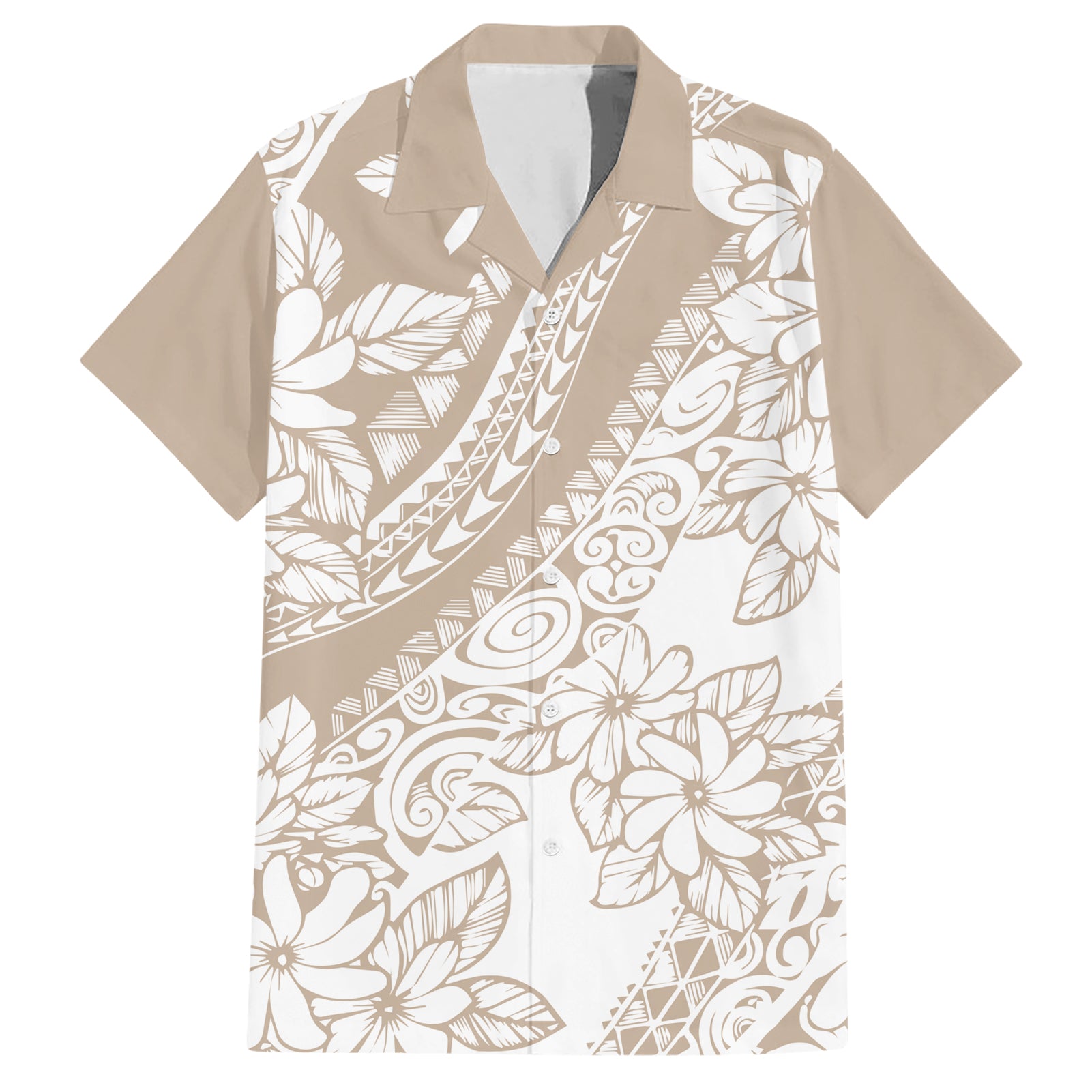 Polynesia Hawaiian Shirt Polynesian Tropical Flowers Beige Pastel Vibes LT14 Beige - Polynesian Pride