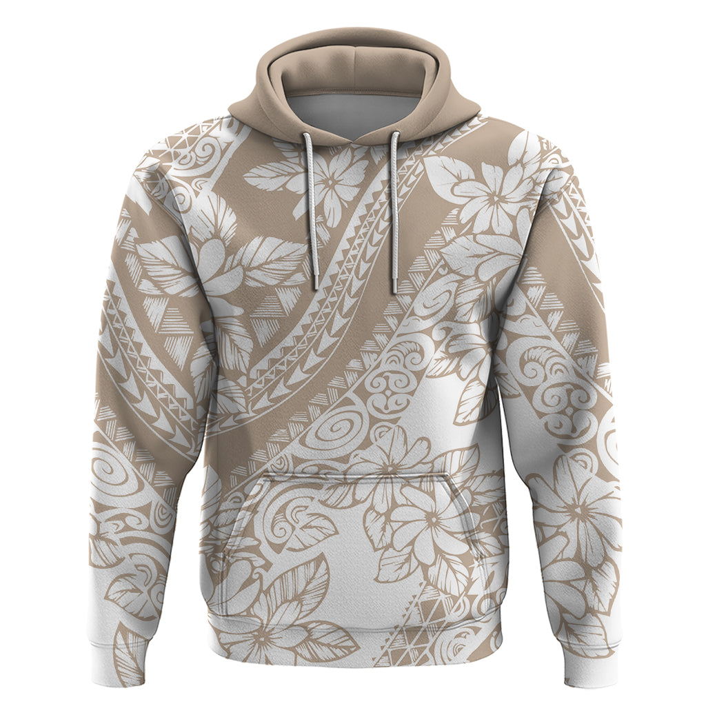 Polynesia Hoodie Polynesian Tropical Flowers Beige Pastel Vibes LT14 Beige - Polynesian Pride