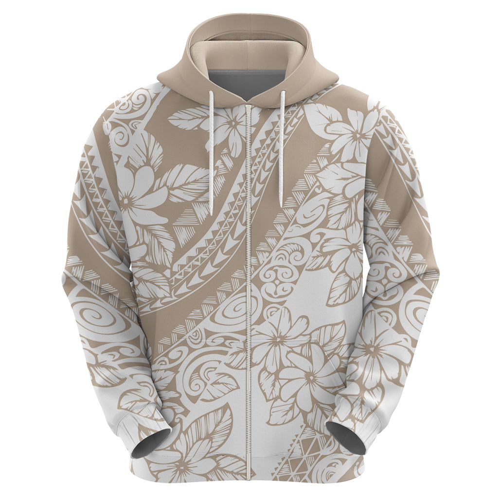 Polynesia Hoodie Polynesian Tropical Flowers Beige Pastel Vibes LT14 - Polynesian Pride