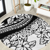 Polynesia Round Carpet Polynesian Tropical Flowers Black Pastel Vibes LT14 Black - Polynesian Pride
