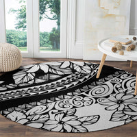 Polynesia Round Carpet Polynesian Tropical Flowers Black Pastel Vibes LT14 - Polynesian Pride