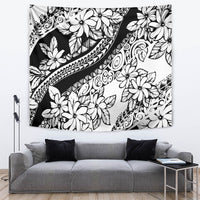 Polynesia Tapestry Polynesian Tropical Flowers Black Pastel Vibes LT14 - Polynesian Pride