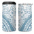 Polynesia 4 in 1 Can Cooler Tumbler Polynesian Tropical Flowers Blue Pastel Vibes