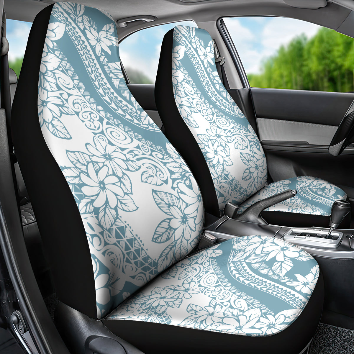 Polynesia Car Seat Cover Polynesian Tropical Flowers Blue Pastel Vibes LT14 - Polynesian Pride