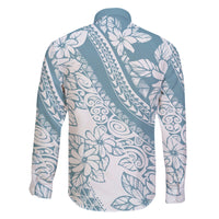 Polynesia Family Matching Puletasi Dress and Hawaiian Shirt Polynesian Tropical Flowers Blue Pastel Vibes LT14 - Polynesian Pride