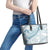 Polynesia Leather Tote Bag Polynesian Tropical Flowers Blue Pastel Vibes LT14 - Polynesian Pride