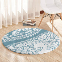 Polynesia Round Carpet Polynesian Tropical Flowers Blue Pastel Vibes LT14 - Polynesian Pride